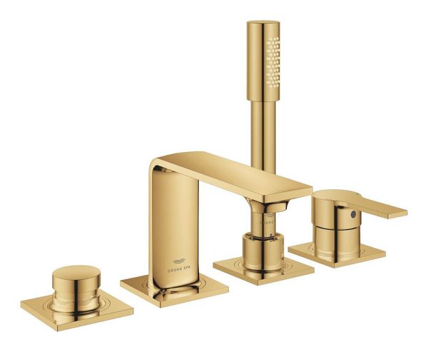 Grohe Allure 4-Loch Wannenrandarmatur mit Aqua Handbrause, cool sunrise 19316GL1