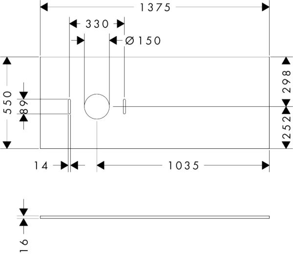 hansgrohe Xilesa E Konsole 137,5x55cm für Aufsatzwaschtisch links ohne Hahnloch