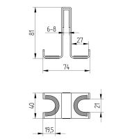 Vorschau: Avenarius Universal Halter für Duschabtrennung mit 4 Haken für 6,8,10mm Glasstärke, chrom