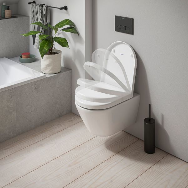 Duravit D-Code Wand-WC Set mit SoftClose WC-Sitz 54x37cm vormontierte Scharniere weiß 49030900B2