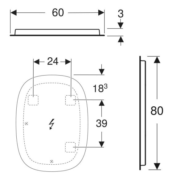 Geberit Option Oval Lichtspiegel 60x80cm mit indirekter Beleuchtung