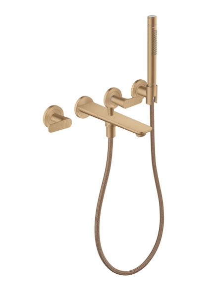 Axor Citterio C Cubic Cut 3-Loch Wannenarmatur Unterputz für Wandmontage mit Stabbrause brushed bronze 49481140