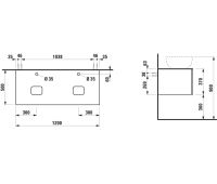 Vorschau: Laufen IL BAGNO ALESSI One Schubladenelement 1200, Hahnlöcher und Ausschnitte links & rechts