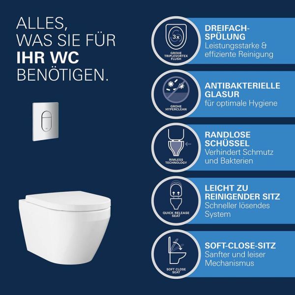 Grohe Solido 5-in-1-Set WC mit Spülkasten, WC-Sitz & Betätigung, weiß