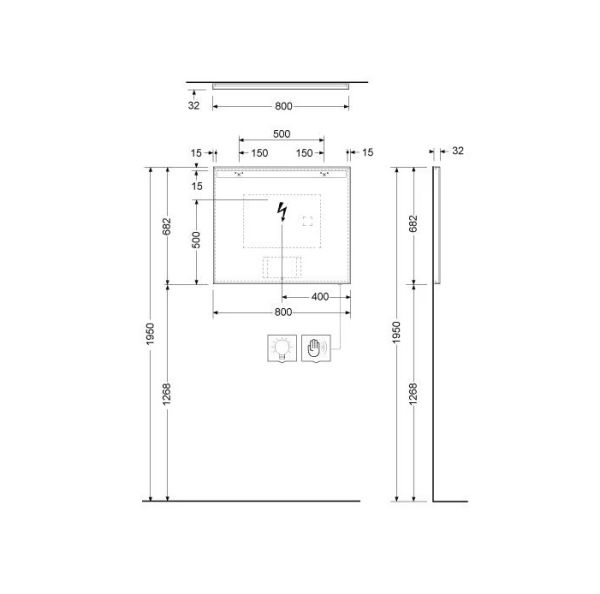 Kludi LUMA LED-Spiegel 80x68cm mit Spiegelheizung