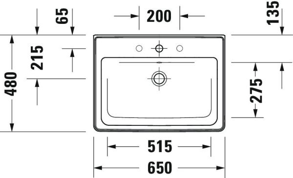 Duravit D-Neo Waschtisch rechteckig 65x48cm, mit Überlauf, weiß 2367650060