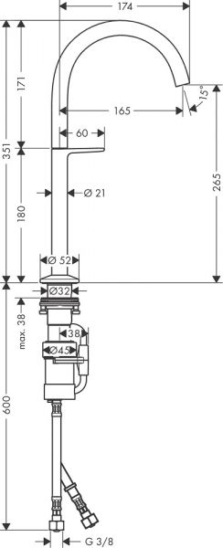 Axor One Waschtischarmatur Select 260 für Waschschüsseln mit Push-Open Ablaufgarnitur