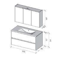 Vorschau: RIHO Porto Wave Waschtisch mit Unterschrank 100cm & LED-Spiegelschrank