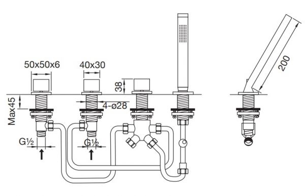 Steinberg Serie 160 4-Loch Wannenrand-Armatur mit Wannenfüllfunktion, chrom