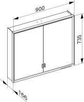 Vorschau: Keuco Royal Lumos Spiegelschrank für Wandvorbau, 2 lange Türen, DALI-steuerbar 90x73,5cm 14303172303_2