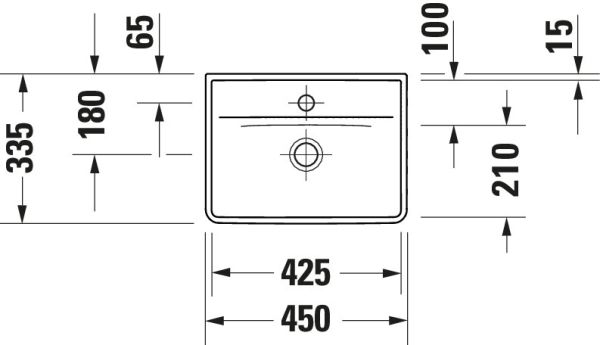 Duravit D-Neo Handwaschbecken 45x33,5cm, mit Hahnloch, weiß