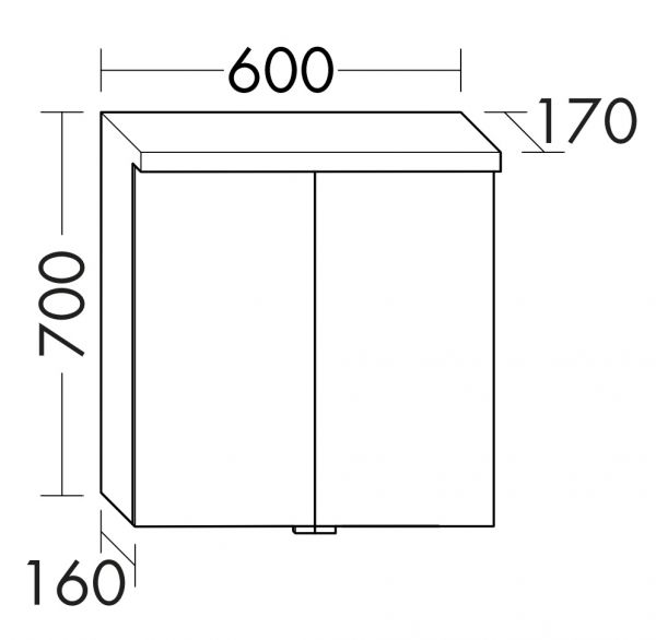 Burgbad Lin20 Spiegelschrank mit horizontaler LED-Beleuchtung und 2 Spiegeltüren, dimmbar, 60x70cm SPQK060F5351