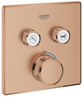 Grohe Grohtherm SmartControl Thermostat mit 2 Absperrventilen, Fertigmontageset eckig warm sunset gebürstet 29124DL0