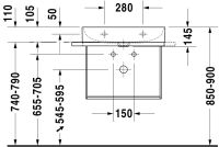 Vorschau: Duravit DuraSquare Waschtisch rechteckig 60x47cm, mit Hahnloch, ohne Überlauf, mit WonderGliss, weiß