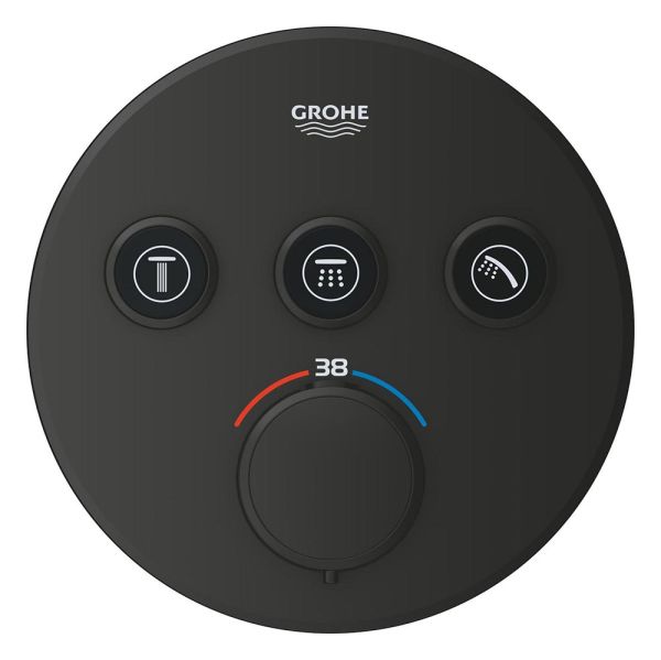 Grohe Precision SmartControl Duschsystem, rund, mit Thermostat, schwarz matt