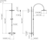 Vorschau: Dornbracht Showerpipe mit Brause-Thermostat ohne Handbrause Maße