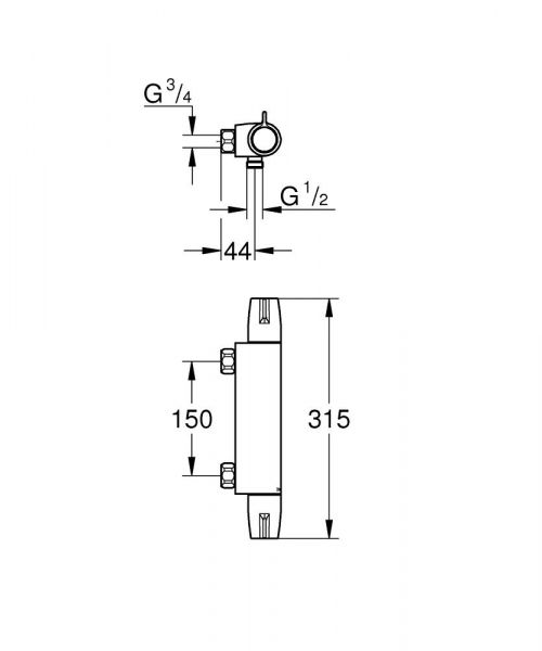 Grohe Grohtherm Special Thermostat-Brausebatterie, ohne S-Anschlüsse und Abdeckungen, chrom