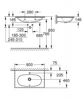 Vorschau: Grohe Essence Waschbecken 80x46cm, 1 Hahnloch, weiß PureGuard