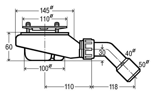 Viega Tempoplex Ablaufgarnitur 60mm f.flache Duschwannen mit 90mm Ablaufloch, ohne Abdeckhaube
