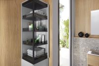 Vorschau: Burgbad Sys30 MagicTwist Drehschrank mit Wäschekippe, veloursgrau matt HSZO040LF6444G0126