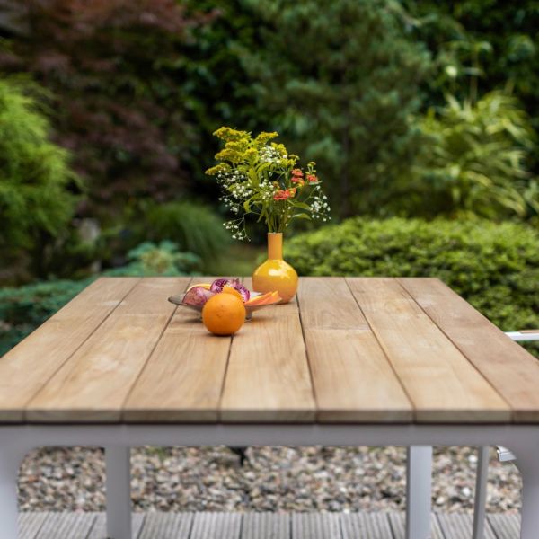 KETTLER DINING DIAMOND Casual-Dining-Set inkl. Tisch Sunbrella®, weiß matt/ natte linen chalk