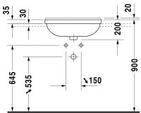 Vorschau: Duravit Starck 3 Halbeinbauwaschtisch rechteckig 55x46cm, 1 Hahnloch, mit Überlauf, WonderGliss, weiß 03105500001