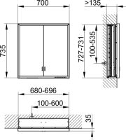 Vorschau: Keuco Royal Lumos Spiegelschrank für Wandeinbau, 2 lange Türen, DALI-steuerbar, 70x73,5cm 14317172303