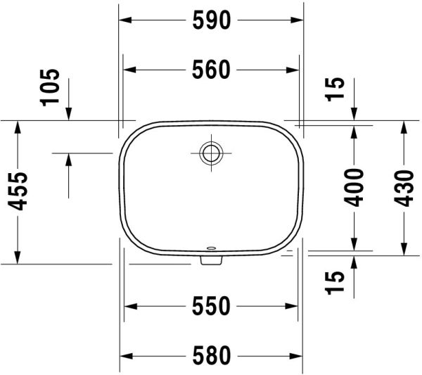 Duravit D-Code Unterbauwaschtisch rechteckig 56x40cm, mit Überlauf, ohne Hahnloch, weiß 0338560000