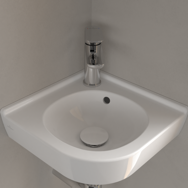 Villeroy&Boch O.Novo Eck-Handwaschbecken mit 1 Hahnloch, Schenkellänge 32cm