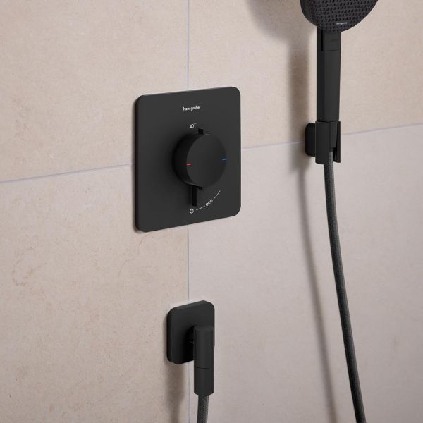 hansgrohe FixFit Fine Q Wandanschluss mit Rückflussverhinderer, schwarz matt