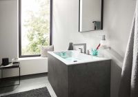 Vorschau: Hansgrohe Finoris 3-Loch Waschtischarmatur 110 mit Push-Open Ablaufgarnitur, chrom 76033000 am Waschtisch