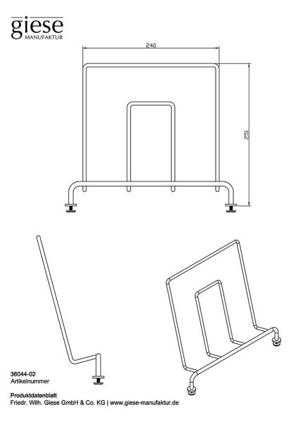 Giese Flatbord Journal-/Tablethalter mit Befestigungsschrauben, chrom