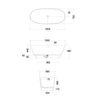 Vorschau: Kludi Resa O Oval freistehende Badewanne 160x70cm, weiß matt