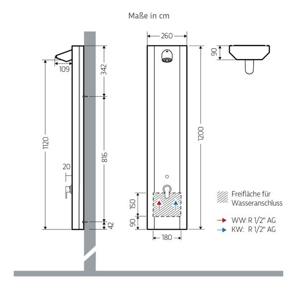 WimTec PROOF P4 HyPlus manuelles Duschpaneel 9V Batteriebetrieb, edelstahl