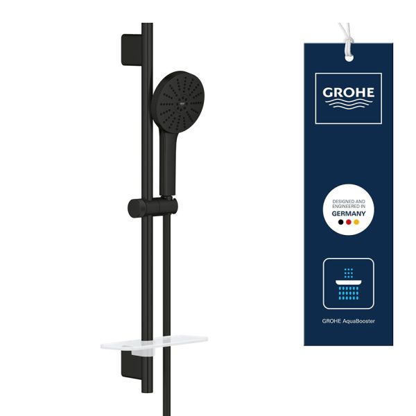 Grohe Vitalio Joy+ 120 Brausestangen-Set, 3 Strahlarten, schwarz matt