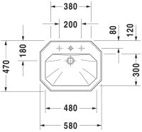 Vorschau: Duravit Serie 1930 Einbauwaschtisch oktogonal 58x47cm, mit Hahnloch, mit Überlauf, weiß 0476580000