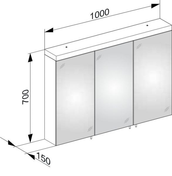 Keuco Royal Reflex.2 Spiegelschrank 3tlg. 100x70cm, silber-gebeizt-eloxiert