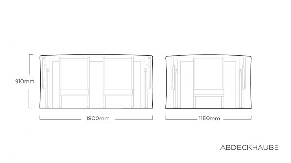 KETTLER Abdeckhaube Sitzgruppe Tisch 160x95cm und Sessel im geklappten Zustand, grausilber 0104850-201