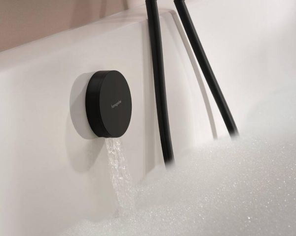 hansgrohe Exafill Fertigset Wanneneinlauf, Ablauf- und Überlaufgarnitur, schwarz matt/weiß glanz 