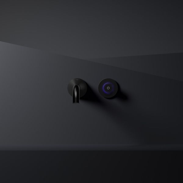 Steinberg Serie 310 iconic elektronische Wand-Waschtischarmatur schwarz matt 3101814S