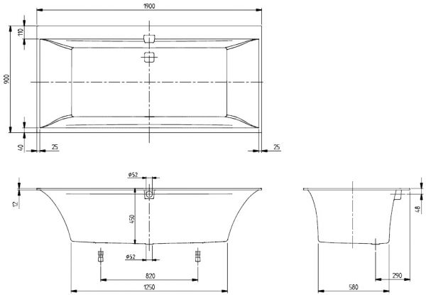 Villeroy&Boch SQUARO EDGE 12 Rechteck Duo Badewanne 190x90cm