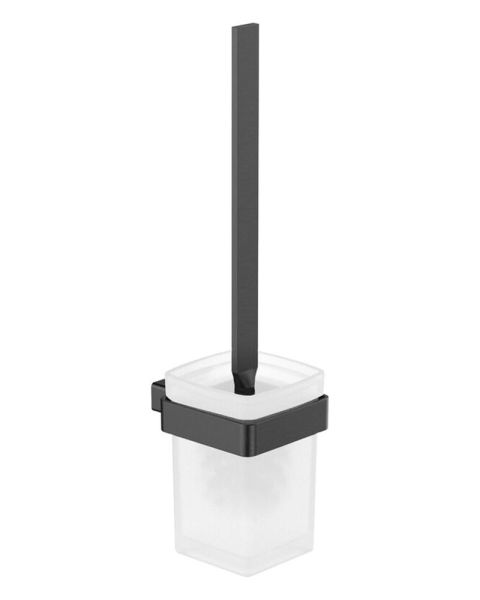 emco loft Toilettenbürstengarnitur Kristallglas satiniert, schwarzchrom gebürstet 051500500