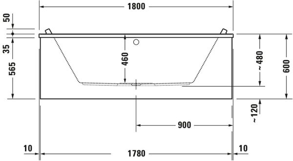 Duravit Starck Einbau-Badewanne rechteckig 180x80cm, weiß