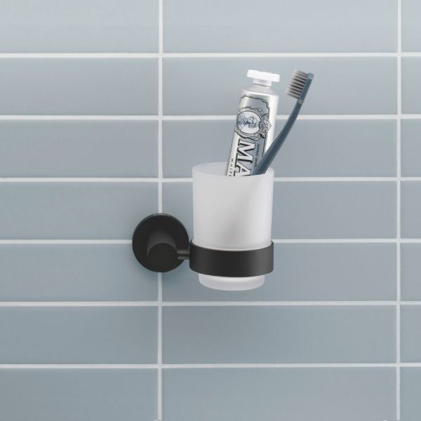Duravit D-Code Zahnputzbecher Wandmontage rechts, schwarz matt 0099204600