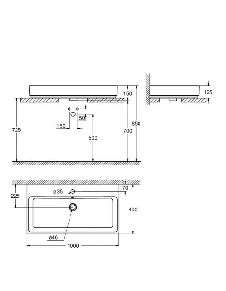 Grohe Cube Keramik Aufsatzwaschtisch 100x49cm, weiß PureGuard