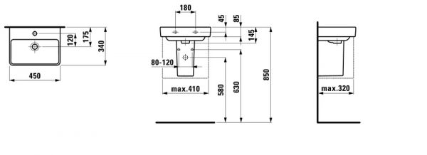 Laufen Pro S Handwaschbecken 45x34cm, weiß 81596.1