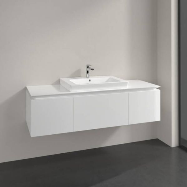 Villeroy&Boch Legato Waschtischunterschrank 140x50cm für Aufsatzwaschtisch, 3 Auszüge glossy white B68400DH1
