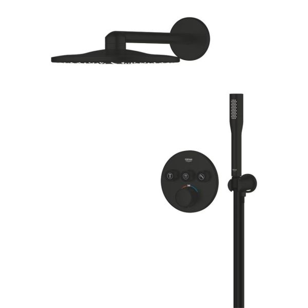 Grohe Precision SmartControl Duschsystem, rund, mit Thermostat, schwarz matt