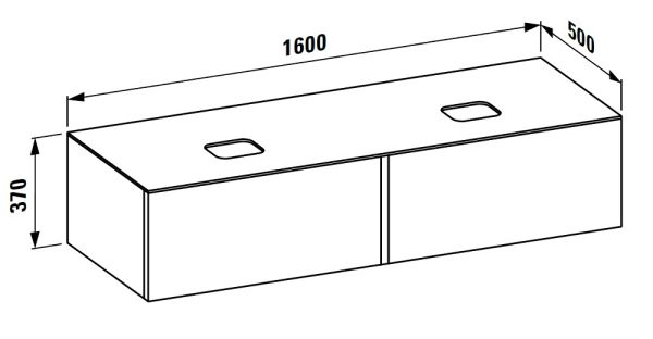 Laufen IL BAGNO ALESSI ONE Schubladenelement 1600, Ausschnitt links & rechts, zu WT H818975/6/7/8