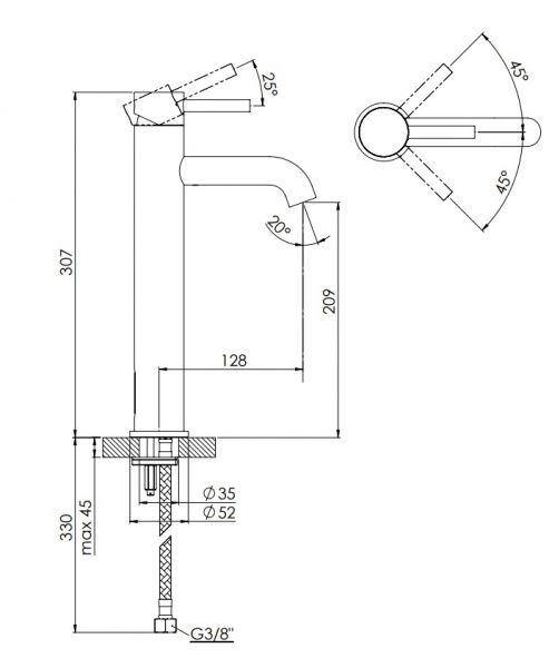Steinberg Serie 100 Waschtisch-Einhebelmischer mit Verlängerung, rose gold 1001700RG 1